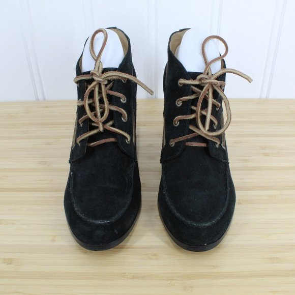 Sebago Ashton 360 Moc Black Suede Lace-up Ankle Heeled Booties Size 11 M - Picture 5 of 9